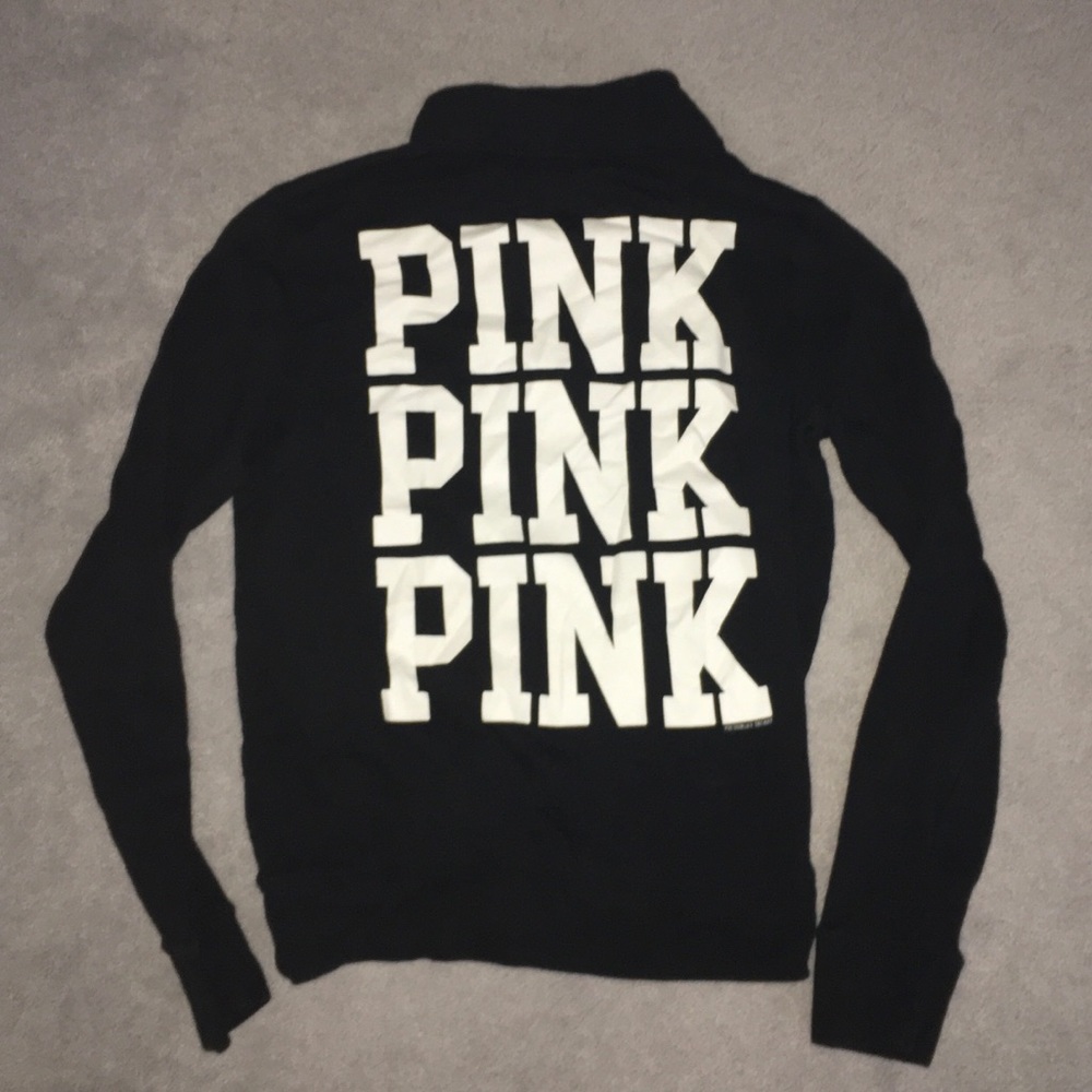 VS PINK 1/2 Zip Black Top